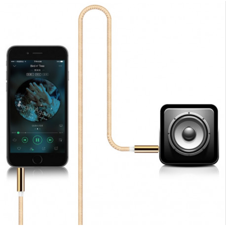 Cable Jack/Jack Accordéon pour Smartphone Voiture Musique Audio Double Jack Male 3.5 mm Universel OR