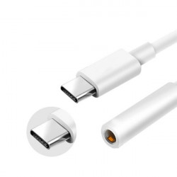 Adaptateur Fil Type C/Jack pour Smartphone Audio USB-C Ecouteurs Chargeur Casque (BLANC)