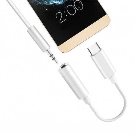 Adaptateur Fil Type C/Jack pour Smartphone Audio USB-C Ecouteurs Chargeur Casque (BLANC)