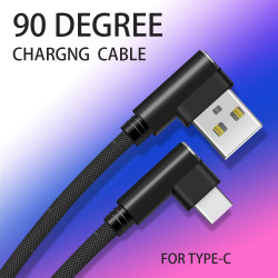Cable Fast Charge 90 degres Type C pour Smartphone Android Connecteur Recharge Chargeur Universel