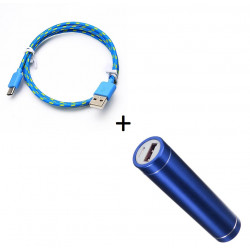 Pack Batterie pour Smartphone Type C (Cable Tresse 3m + Batterie Chargeur Externe) Android Power Bank 2600mAh