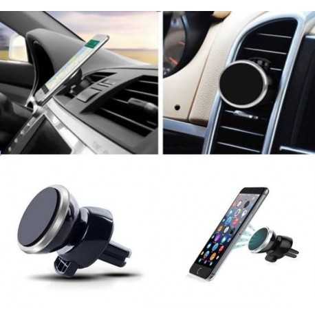 Support Voiture Magnétique pour Smartphone Aimant Noir Ventilateur Universel 360 Rotatif