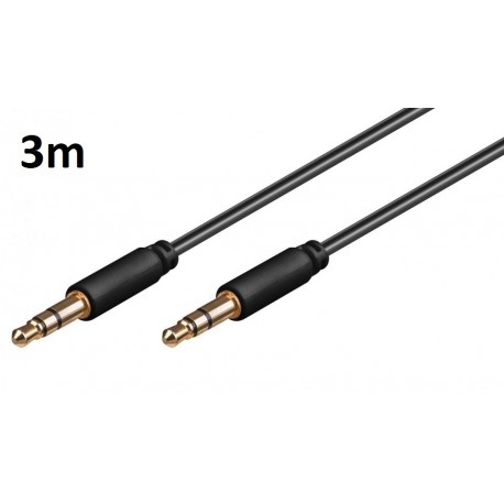Câble 3m pour Smartphone Voiture Musique Audio Double Jack Male 3.5 mm NOIR