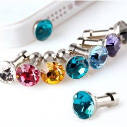 Lot x5 Cache Prise Jack Diamant pour Smartphone Tablette Anti-Poussiere 3.5 Bijou Bouchon Universel