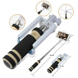 Mini Perche Selfie pour Smartphone avec Cable Jack Selfie Stick Android IOS Réglable Bouton Photo 