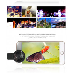 Objectif Pince 2 en 1 pour Smartphone Super Grand Angle Macro 0.45X Lentille Universel (NOIR)