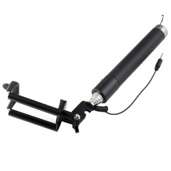 Perche Selfie Metal pour Smartphone avec Cable Jack Selfie Stick Android IOS Réglable Bouton Photo