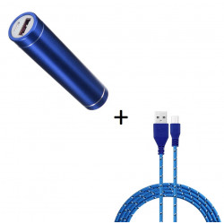 Pack Batterie pour Smartphone Micro USB (Cable Tresse 3m + Batterie Chargeur Externe) Android Power Bank 2600mAh