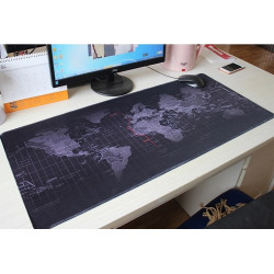 Tapis de Souris Monde pour PC & MAC Bureau Map Deperlant 40x90cm (NOIR)
