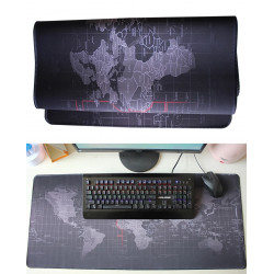 Tapis de Souris Monde pour PC & MAC Bureau Map Deperlant 40x90cm (NOIR)