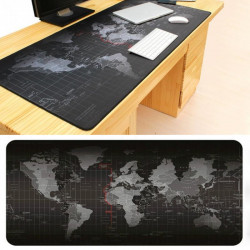 Tapis de Souris Monde pour PC & MAC Bureau Map Deperlant 40x90cm (NOIR)