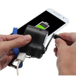 Dynamo pour Smartphone Chargeur USB Batterie Manivelle Secours (NOIR)