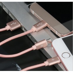 Câble 3 en 1 Pour Android, Apple & Type C Adaptateur Micro USB Lightning 1,5m Metal Nylon