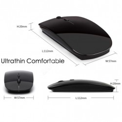 Souris Ultra Plate pour PC Sans Fil USB Capteur Optique 3 Boutons Universelle