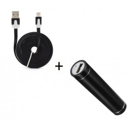 Pack Batterie pour IPHONE Lightning (Cable Noodle 3m + Batterie Chargeur Externe) APPLE Power Bank 2600mAh