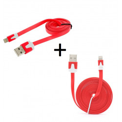 Pack Chargeur pour IPHONE Lightning (Cable Noodle 3m + Cable Noodle 1m) USB APPLE IOS