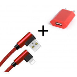 Pack pour IPHONE Lightning (Cable 90 degres Fast Charge + Prise Secteur Couleur)