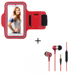 Pack Sport pour Smartphone (Brassard de Sport + Ecouteurs Métal avec Télécommande & Micro) Courir