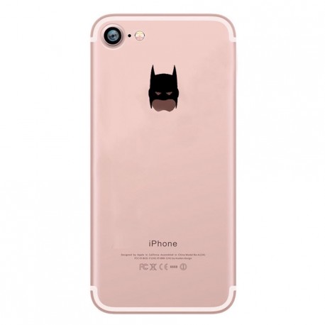 Coque Silicone IPHONE 7 Batman Fun APPLE Bruce Wayne Tête Pomme Transparente Protection Gel Souple