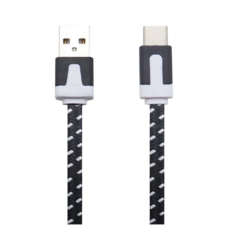 Câble Noodle Type C Pour Smartphone Chargeur Android USB 1,5m Connecteur Tréssé