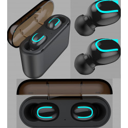 Ecouteurs Bluetooth Avec Boitier de Charge pour Smartphone Sans Fil INTRA-AURICULAIRE Waterproof (NOIR)