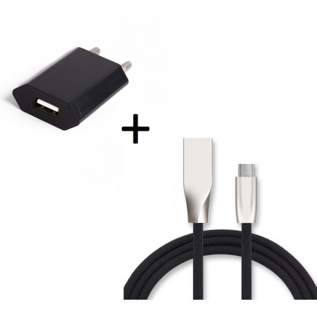 Pack Chargeur pour Smartphone Type C (Cable Fast Charge + Prise Secteur Couleur USB) Android