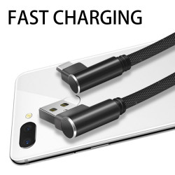 Cable Fast Charge 90 degres Type C pour Smartphone Android Connecteur Recharge Chargeur Universel