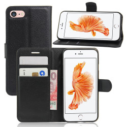 Coque Portefeuille pour "IPHONE 7" APPLE Simili-cuir Rabat Protection (NOIR)