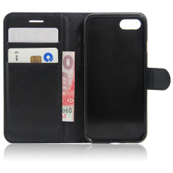 Coque Portefeuille pour "IPHONE 7" APPLE Simili-cuir Rabat Protection (NOIR)