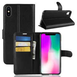 Coque Portefeuille pour "IPHONE Xr" APPLE Simili-cuir Rabat Protection (NOIR)