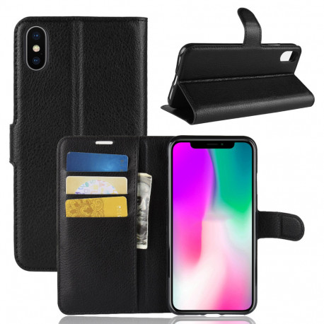 Coque Portefeuille pour "IPHONE Xr" APPLE Simili-cuir Rabat Protection (NOIR)