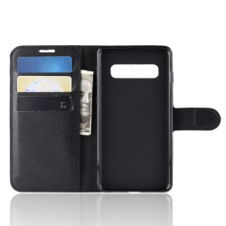 Coque Portefeuille pour "SAMSUNG Galaxy S10" Simili-cuir Rabat Protection (NOIR)