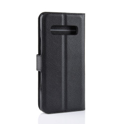 Coque Portefeuille pour "SAMSUNG Galaxy S10" Simili-cuir Rabat Protection (NOIR)