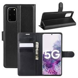 Coque Portefeuille pour "SAMSUNG Galaxy S20+ PLUS" Simili-cuir Rabat Protection (NOIR)