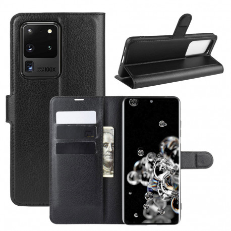Coque Portefeuille pour "SAMSUNG Galaxy S20 Ultra" Simili-cuir Rabat Protection (NOIR)