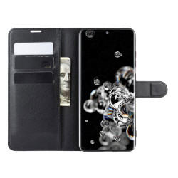 Coque Portefeuille pour "SAMSUNG Galaxy S20 Ultra" Simili-cuir Rabat Protection (NOIR)