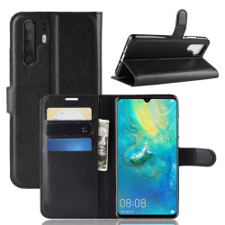 Coque Portefeuille pour "HUAWEI P30 Pro" Simili-cuir Rabat Protection (NOIR)
