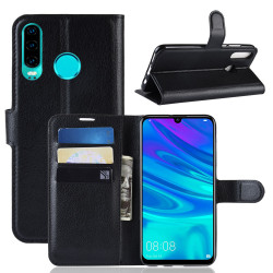 Coque Portefeuille pour "HUAWEI P30 Lite" Simili-cuir Rabat Protection (NOIR)