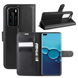 Coque Portefeuille pour "HUAWEI P40" Simili-cuir Rabat Protection (NOIR)