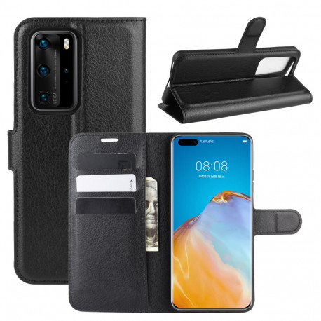 Coque Portefeuille pour "HUAWEI P40 Pro" Simili-cuir Rabat Protection (NOIR)