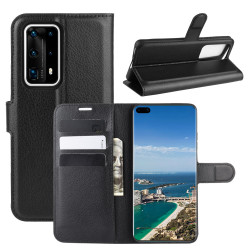 Coque Portefeuille pour "HUAWEI P40 Pro+" Simili-cuir Rabat Protection (NOIR)