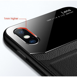 Coque Effet Cuir pour "IPHONE X" APPLE  Plexiglass Protection
