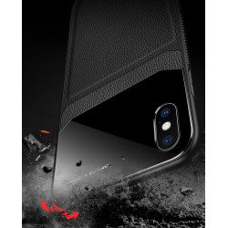 Coque Effet Cuir pour "IPHONE X" APPLE  Plexiglass Protection