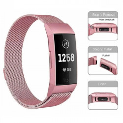 Bracelet en Maille pour FITBIT Charge 3 Taille S 95-103mm Petit Poignet Metal Respirant
