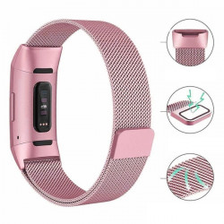 Bracelet en Maille pour FITBIT Charge 3 Taille S 95-103mm Petit Poignet Metal Respirant
