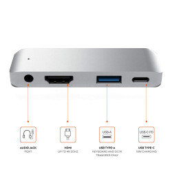 Adaptateur 4 en 1 Type C pour Mac Femelle HDMI Jack USB (ARGENT)
