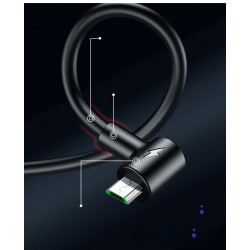 Cable Chargeur Ultra Rapide 1m Micro USB 90° pour Smartphone Android Very Fast Charge 3A (NOIR)