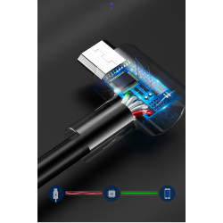 Cable Chargeur Ultra Rapide 1m Micro USB 90° pour Smartphone Android Very Fast Charge 3A (NOIR)