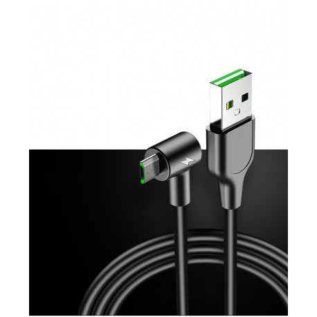 Cable Chargeur Ultra Rapide 1m Micro USB 90° pour Smartphone Android Very Fast Charge 3A (NOIR)
