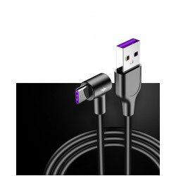 Cable Chargeur Ultra Rapide 1m Type C 90° pour Smartphone Android Very Fast Charge 5A (NOIR)